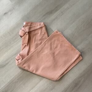 Oat New York Mid Rise Womens Size 31 Pink Wide Leg Crop Jeans